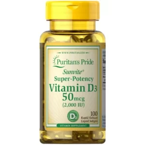 Puritan's Pride Vitamin D3 50mcg -2000IU - 100 Softgels