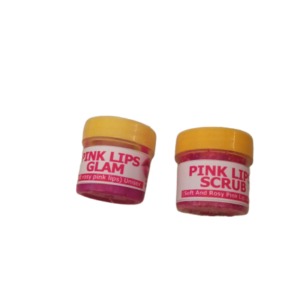 Pink lips cream and lip scrub